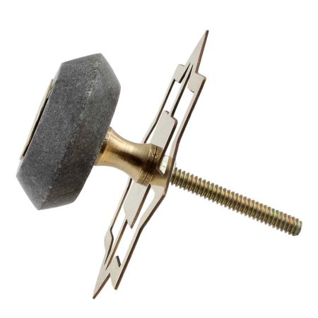 Grey Electrum Plate Round Stone Cabinet Knobs